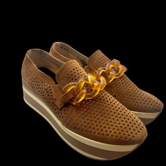 Dolce Vita Jhenee Platform Sneaker 8.5 Pecan Brown Suede - Picture 3 of 6